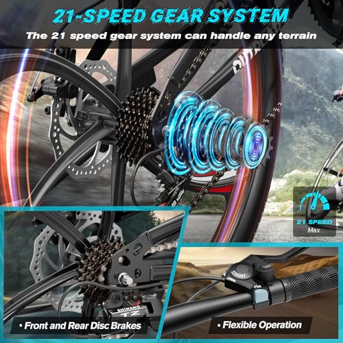 image for Betterland 26 Inch Folding Mountain Bike, 21 Speeds Full Suspension Fo