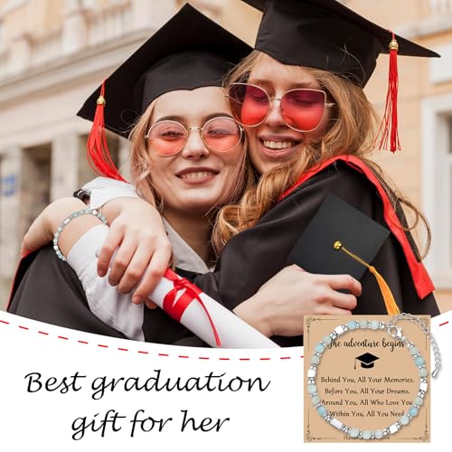 Image of 2025 Graduation Gifts for Her，Graduation Bracelet with Unique Cap Gift Box for Friend Daughter Sister Granddaughter