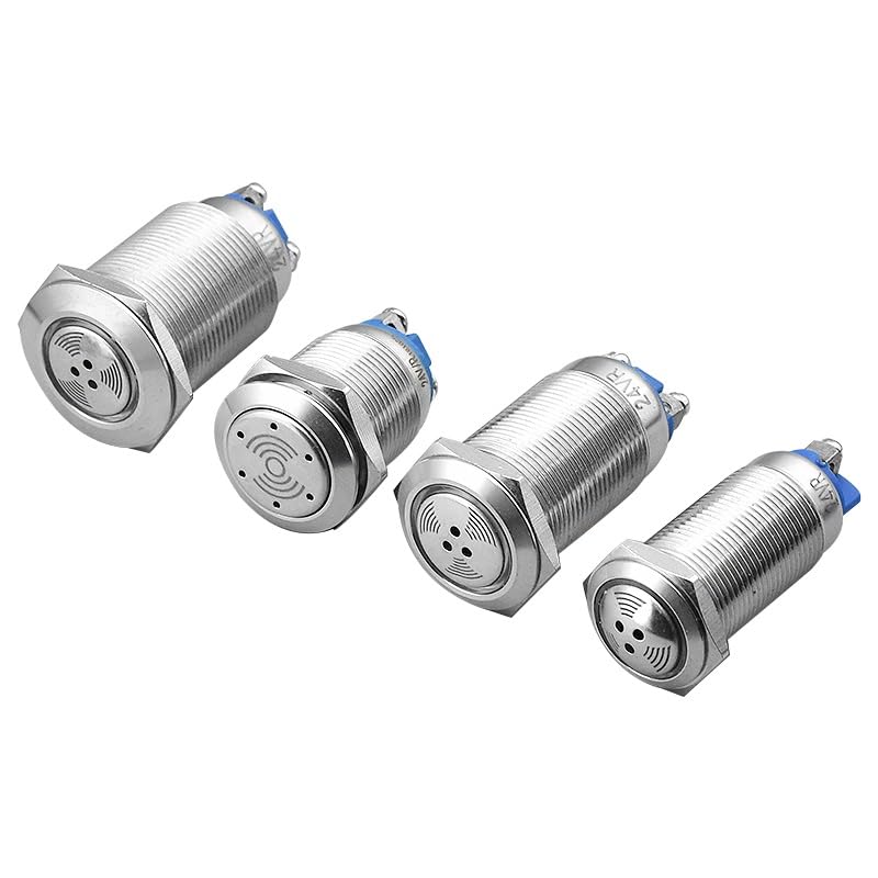 16mm/19m/22mm LED Buzzer Metal Pulse Band Red LED Intermittent Flashing Continuous Sound Production Lamp Connection Metal Alarm(19mm Discontinuity,3-6V)