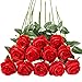 Produktbild Tifuly 12 PCS Künstliche Rosen, 19,68 '' Single Long Stem Fake Rose Seide Braut Hochzeitsstrauß Realistische Blume für Hausgarten Party Hotel Büro Dekor (Blossom Roses, Rot)
