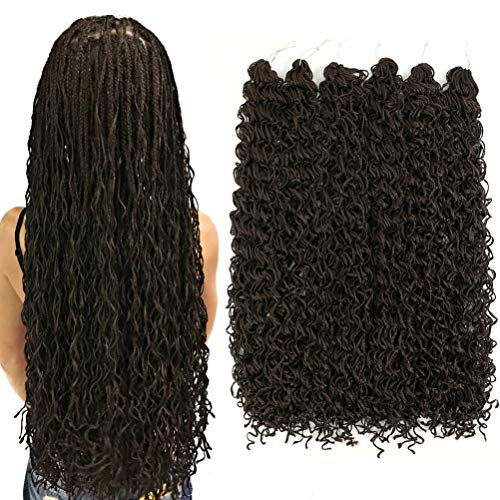 6Packs Curly Box Braid Crochet Hair Wavy Box Braid Hair Brown Crochet Braids