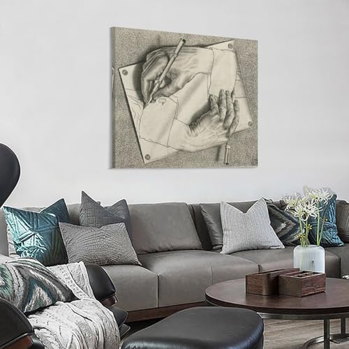M. C. Escher Dessin Main peinture carrée 70x70 cm pour décoration de chambre - 3