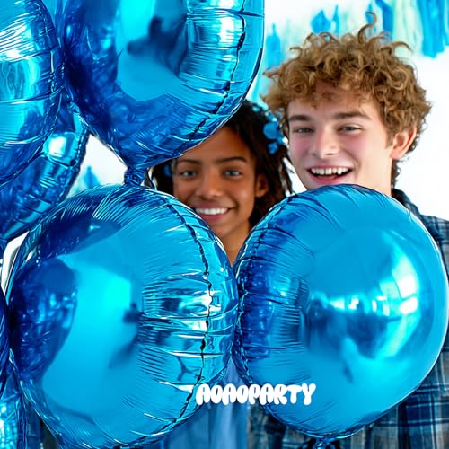 Image of 25Pcs Blue Round Shaped Helium Foil Mylar Balloons 18 Inch Balloons for Birthday Wedding Anniversary Engagement Party Decorations Supplies