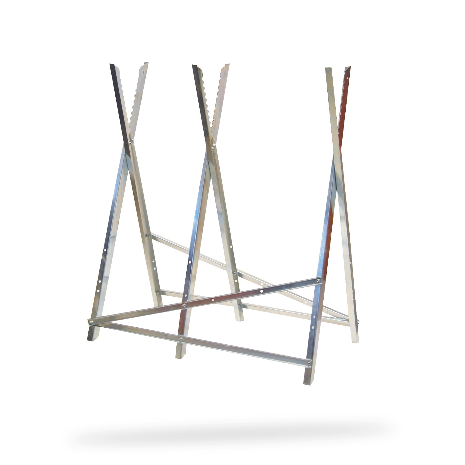 OZAKI - Chevalet De Tronçonnage En Métal Avec Dents Réglable - 3 Trétaux Pour Sciage Et Coupe De Bûche - Longeur 76 cm - Largeur 76 cm - Hauteur 77 cm