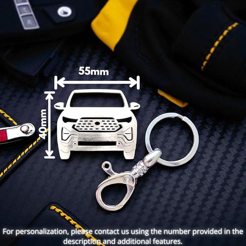 Image of Premium Stainless Steel Car Keychain | Personalized Custom Name Keyring | Stylish Car Shape Metal Key Holder made for Toyota Fortuner, Legender, Innova Crysta, Hycross, urban cruiser hyryder