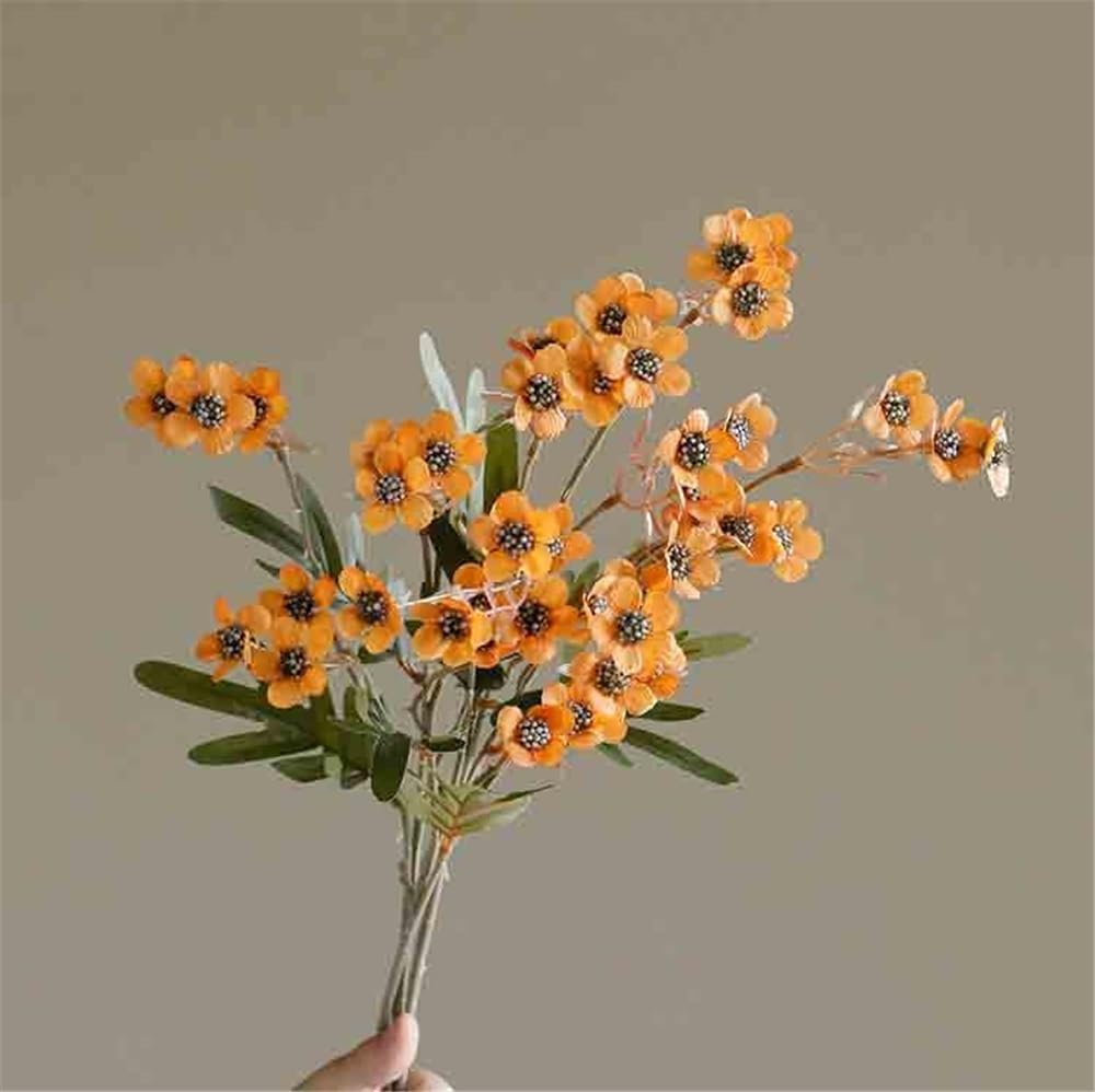 Sztuczne kwiaty White Ceramic Vase Yellow Small Plum Fake Flowers Simulation Flower Arrangement Indoor Sztuczne kwiaty