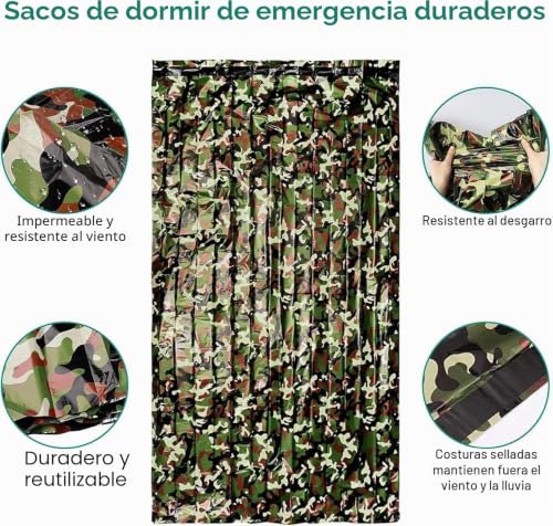 Miniatura 3 de Eeekit Survival Bivy Bags, 2 Unidades Mantas De Emergencia Mylar Impermeables, Saco De Dormir Térmico Con Silbato Para Camping Senderismo