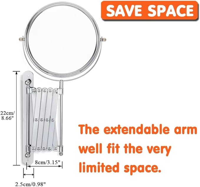 Espejo de Maquillaje Welllink 7" Extensible con Brazo Ajustable, 1X/3X Aumento miniatura 6