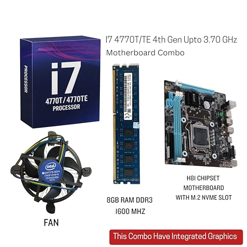 Image of Core i7-4770T /TE 4th Gen Upto 3.70 GHZ Combo Kit with H81 Motherboard, 8GB DDR3 1600MHz RAM, CPU Fan, Pre-Assembled, 1 Year Warranty