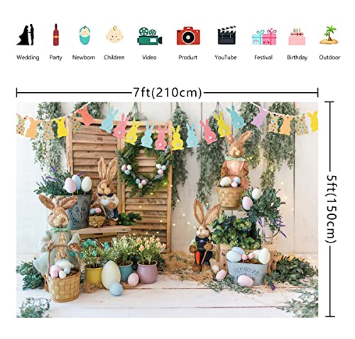Easter Photography Backdrop Egg Bunny Garden Flower Decoration Photo Background Birthday Party Supplies Newborn Baby Portrait Booth Props 7x5FT by BUTEN - Image 5