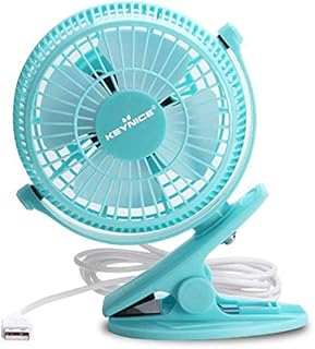 KEYNICE Mini USB Fan, Small USB Clip and Desktop Fans 4 Inch 2 Speed Portable Cooling Fans Electrical Fan Powered by PC Power Bank and Quiet for Office Home Car -Blue