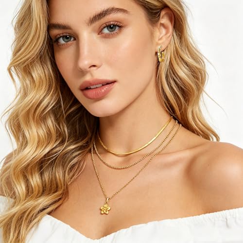 Image of NEWITIN 49 Pieces Gold Jewelry Set for Women Fashion Costume Jewelry Gold Plated Necklace Bracelet Ring Earrings Set for Women