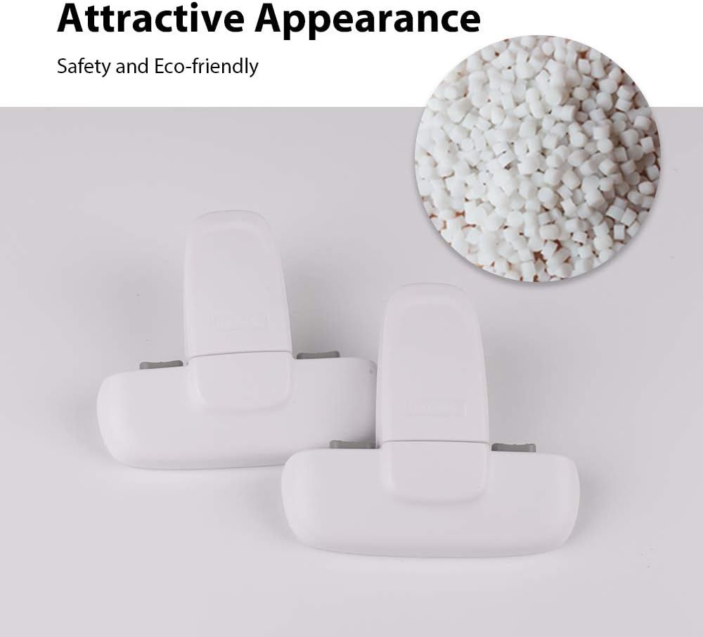 EUDEMON Home Refrigerator Fridge Freezer Door Lock Latch Catch Toddler Kids Child Cabinet Locks Baby Safety Child Lock Easy to Install and Use 3M Adhesive no Tools Need or Drill (White, 1 Pack)