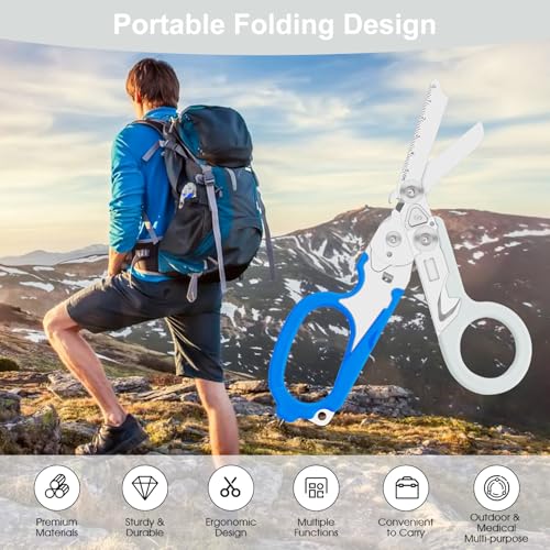 Image of 6-in-1 Heavy-Duty Emergency| trauma shears|Folding Shears| | Multifunctional Life-Saving Tool|Suitable for Emergency Rescue|Outdoor Exploration|DIY Construction and Maintenance|