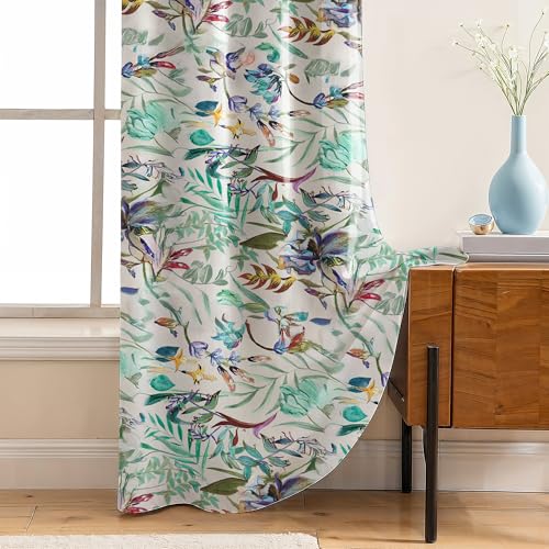 Image of LINENWALAS Printed Blackout Curtains for 7.5 Feet Door | Set of 2 | Printed Drapes | Thermal Insulated, Room Darkening Panels with Grommet Hanging for Living Room (Green Lush)