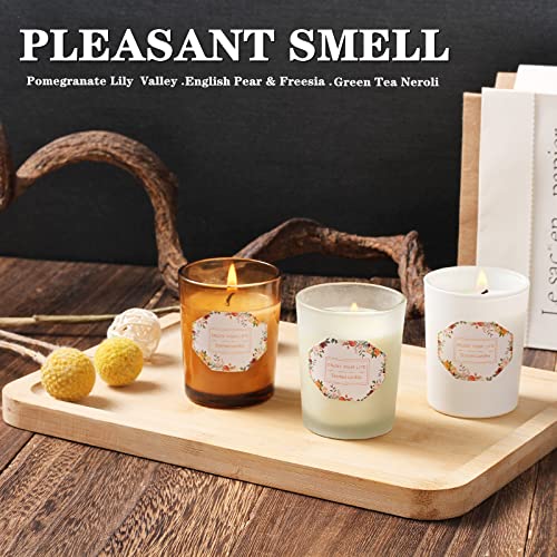 Soy Candles For Home Scented Candles, 16 Hours Burning Jar Candle,Pear Freesia,Green Tea Neroli,Pomegranate Lily #TOP4