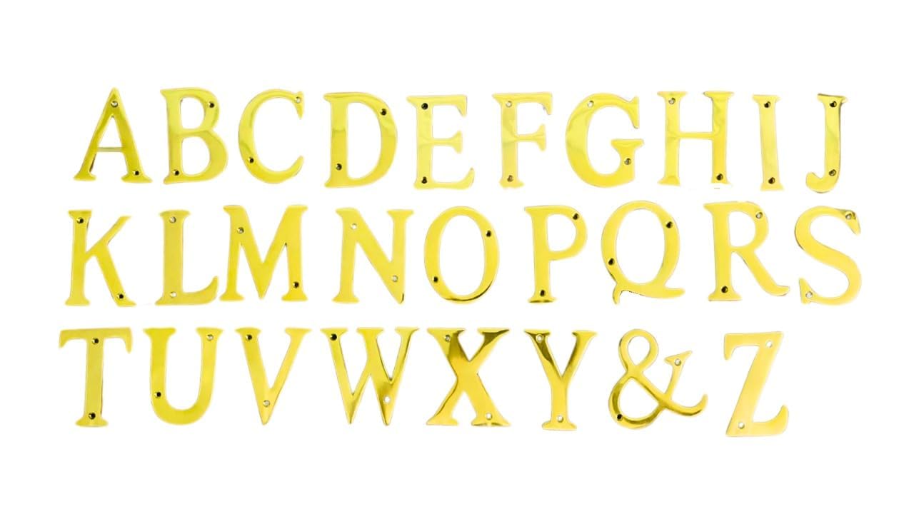 CARBON Coral Metal Crafts Brass Alphabets House Door Aplphbet A-Z (26) Each Letter 2 inch Golden-image-11