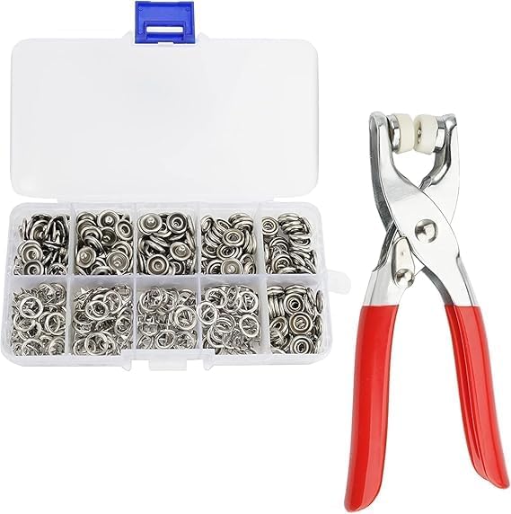 Grommet Setting Tool Kit with Storage Box – Eyelet Punch Tool with Punching Rod, Mounting Rod, Base & 100 Grommets – Snap Fastener Kit for Leather, Canvas, Fabric, Tarpaulin & Crafts-image-17