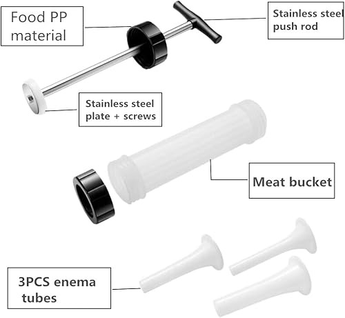 Miniatura 4 de Máquina manual de salchichas con embudo de intestino de cerdo y embudo de intestino de cordero, relleno de salchichas de carne, máquina de salami