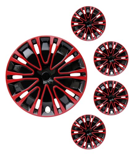 Image of Hubcap Wheel Cover Replacement R16 Hub Caps Universal-Fit Steel Wheel Rim Cover ABS Material Exterior Accessories for Car Truck SUV -Set of 4(16-inch,Red-Black)