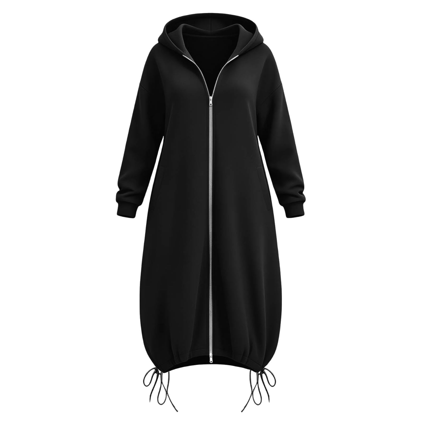 Generico Felpe con Cappuccio da Donna con Zip Oversize A Tunica Lunga | Felpe Casual A Maniche Lunghe Sweatshirt Autunno Inverno Giacca Con Cappuccio Cappotto Da Indossare Tutti I Giorni