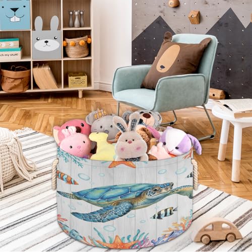 Grand panier de rangement jouets et linge pliable style rétro