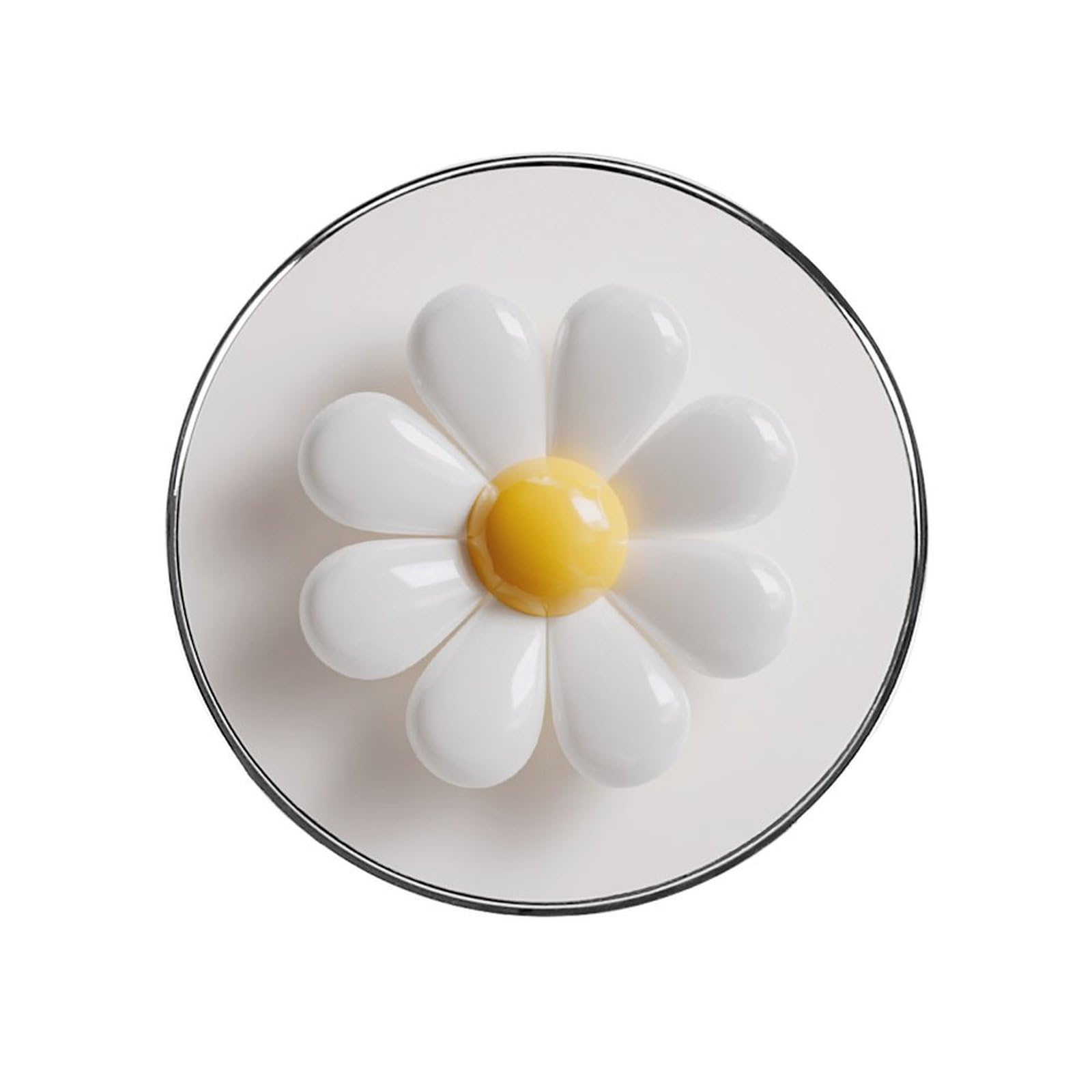 Minimal 3D Soft Glossy White Daisy Flower Fridge Magnets DIY Art Round Magnetic Refrigerator Sticker for Home Kitchen Car Garage Decor