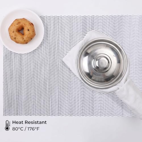 Image of Decor & More Table mat || Polyester Silk Dining Table mat || 45 * 30 CM Table mats || Heat-Resistant || Easy to Clean || Table Mats Set of 4 (Grey)