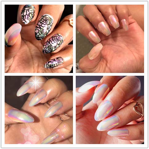 Ejiubas Press On Nails Chrome Stiletto Nail Tips Fake Nails with Nail Glue 24 Pcs 12 Sizes