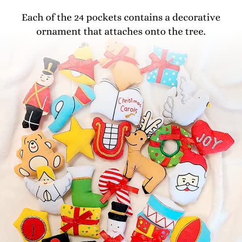 Pockets Of Learning Merry Christmas Tree Advent Calendar, Holiday Décor, Seasonal Fabric Wall Hanging, Cloth Countdown #TOP4