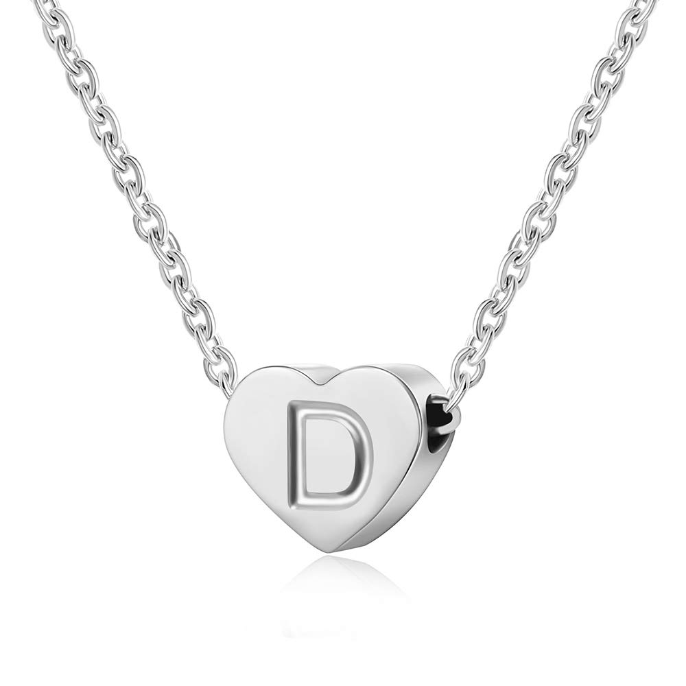 Heart Letter Initial Necklace for Women Silver Personalized Girls Tiny Initial Alphabet Love Choker Necklace