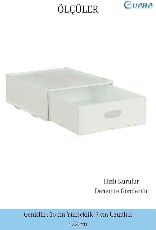 Evene Gizli Çekmece Organizer Masa Altı Saklama Kabı Beyaz Renk Model 4 Egizlicekmece6