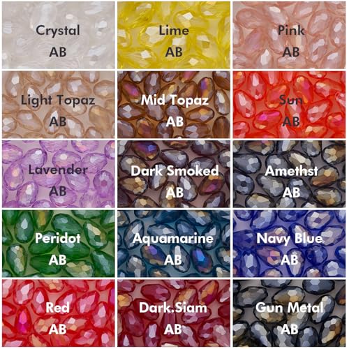 Image of Teardrop Glass Beads Vertical Hole, 8x11 mm Faceted Straight Hole Shape Crystal Spacer Beads