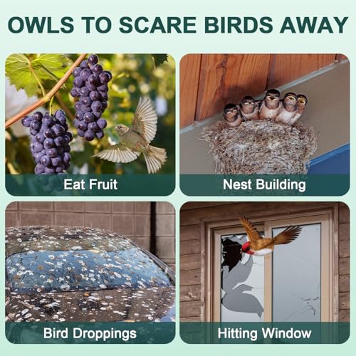 Búhos para mantener alejados a los pájaros mediante efecto colgante reflectante 6