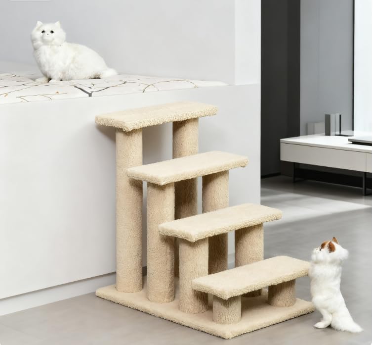 23.5'' 4-Step Multi-Level Carpeted Cat Scratching Post Pet Stairs