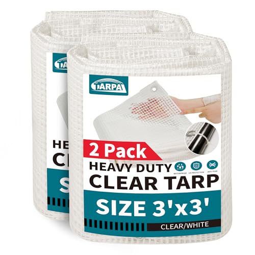 Image of TARPAL 3'x3'(2pack Clear Tarp Heavy Duty Waterproof 12mil with Grommets