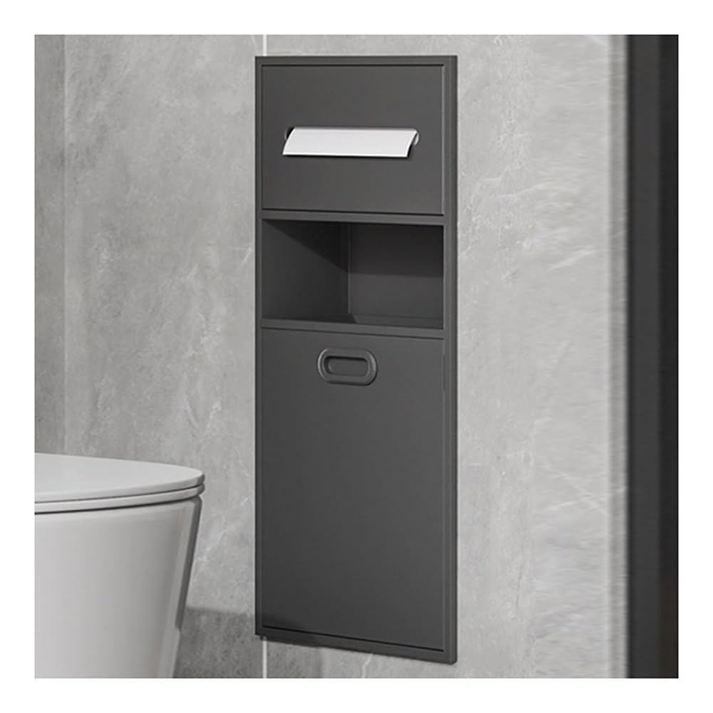 Dntum Brushed Stainless Steel Shower Niche Caddy Recessed Bathroom Shelf Insert with Trash Can Space-Saving Storage Solution Grey30X65X14Cma