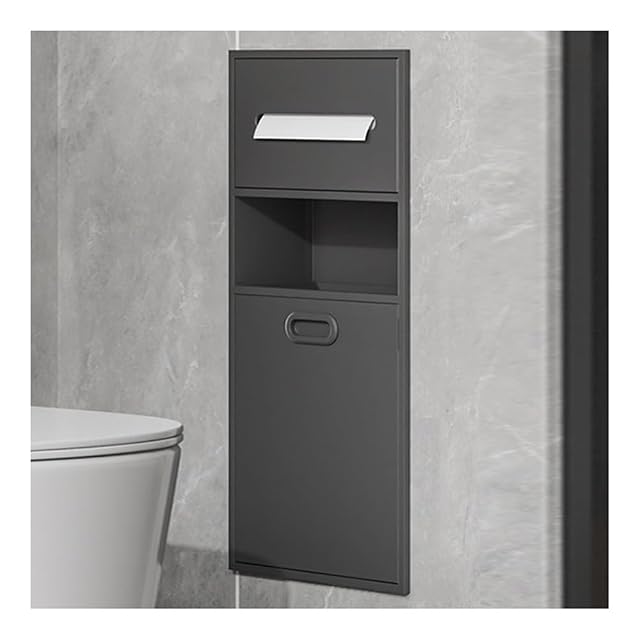 Dntum Brushed Stainless Steel Shower Niche Caddy Recessed Bathroom Shelf Insert with Trash Can Space-Saving Storage Solution Grey30X65X14Cma