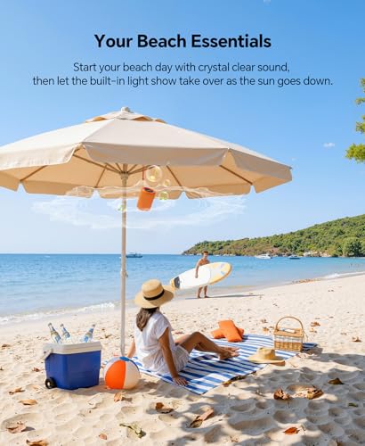 Image of Portable Bluetooth Speaker Beach Essentials: IPX5 Waterproof for Outdoor /Powerful HD Sound /Dynamic Light /All Day Playtime /Wireless BT 5.3 /TWS Pairing, Travel|Camping|Pool Accessorie, School Supplies