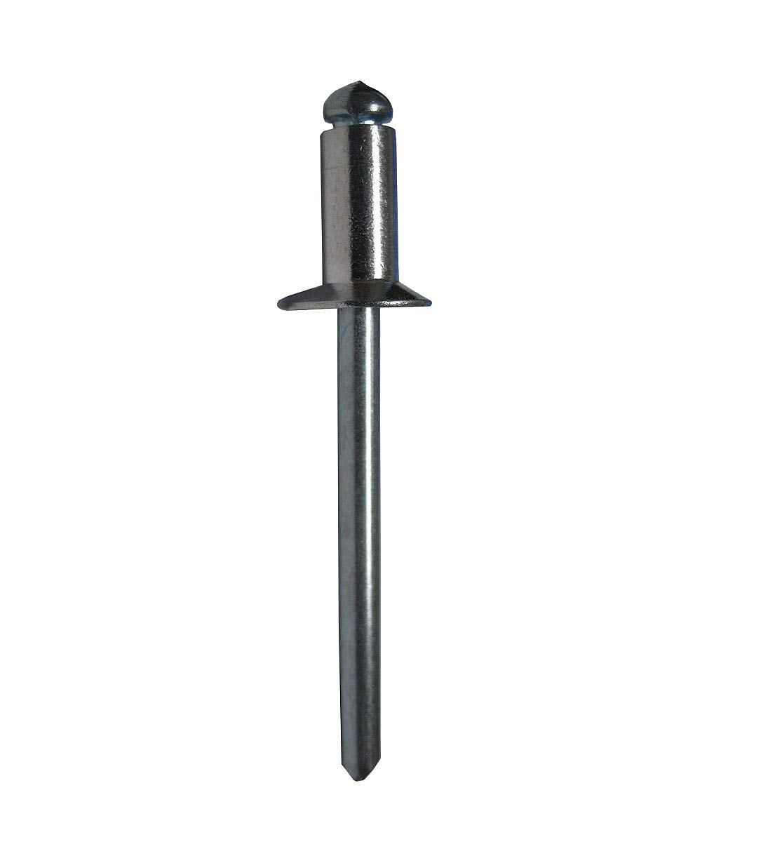 3/16 X 1/2 COUNTERSUNK Aluminum Rivet with Steel Mandrel, 375-.500 Grip Range, Plain Finish (Pack of 100)