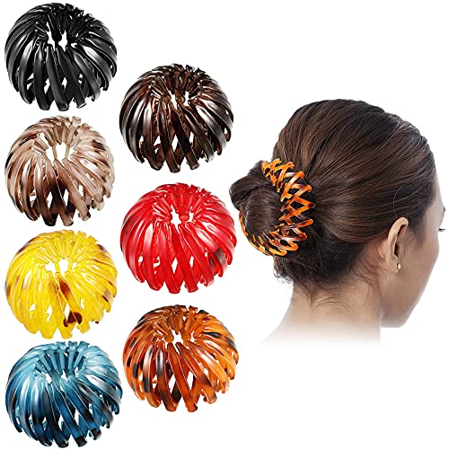 8 Pieces Birds Nest Hair Clips, Hair Claw Clamps Expandable Pony Tail Holders Hair Retro Leopard Print Hairstyle Headban