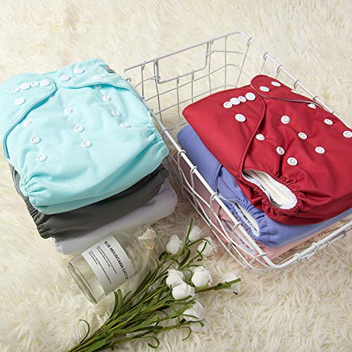 ALVABABY Baby Cloth Diaper 6 Pack with 12 Inserts One Size Cloth Diaper Covers Adjustable Washable Reusable for Baby Girls and Boys by ALVA - Image 8