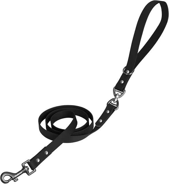 PetBonus Une laisse pour chien imperméable, 5 FT Lead d'entraînement de marche Odor Proof, pas d'angle et facile à nettoyer les laisses pour petits chiens de races moyennes (Noir)