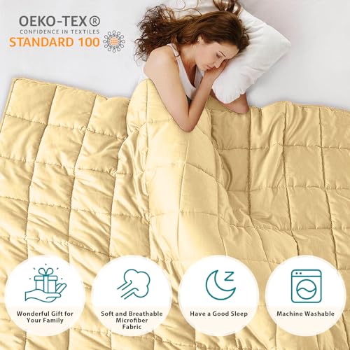 L'AGRATY Weighted Blanket - 60"x80" 15lbs Cooling Breathable Heavy Blanket Microfiber Material with Glass Beads for Adult All-Season Summer Fall Winter Soft Thick Comfort