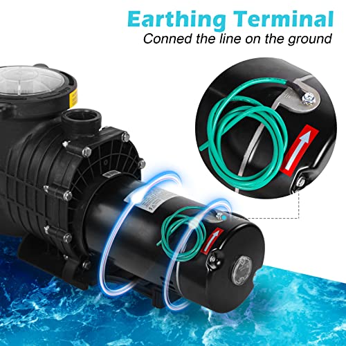 Pool Pump Inground, 2HP 6825GPH Swimming Pool Pump, 110/220V Dual