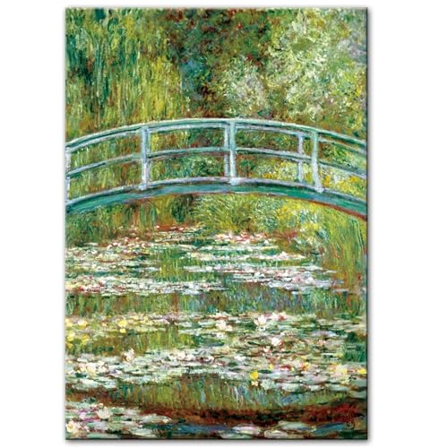Pont sur un étang de nénuphars Claude Monet grand format 80x110cm pour habiller un mur vide