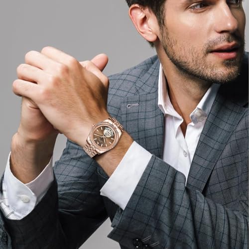 Image of BUREI Men's Classic Luxury Watch Stainless Steel Waterproof Machine Watch Fashion Double Watches Date Sapphire Crystal