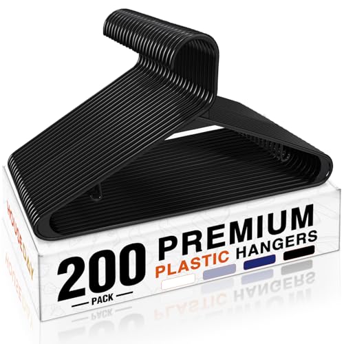 HOUSE DAY 200 Pack Plastic Clothes Hangers, Commercial Bulk Shipment