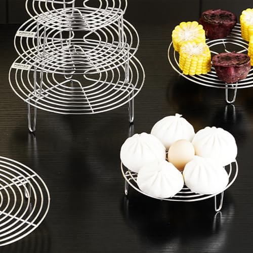 Miniatura 6 de Docache Acero Inoxidable Vaporera Rejilla Redonda, Para Cocinar, Inserto De Acero Inoxidable Rejilla Para Cocinar, Vaporera Inserto Rejilla Para Tartas 20 X 7cm