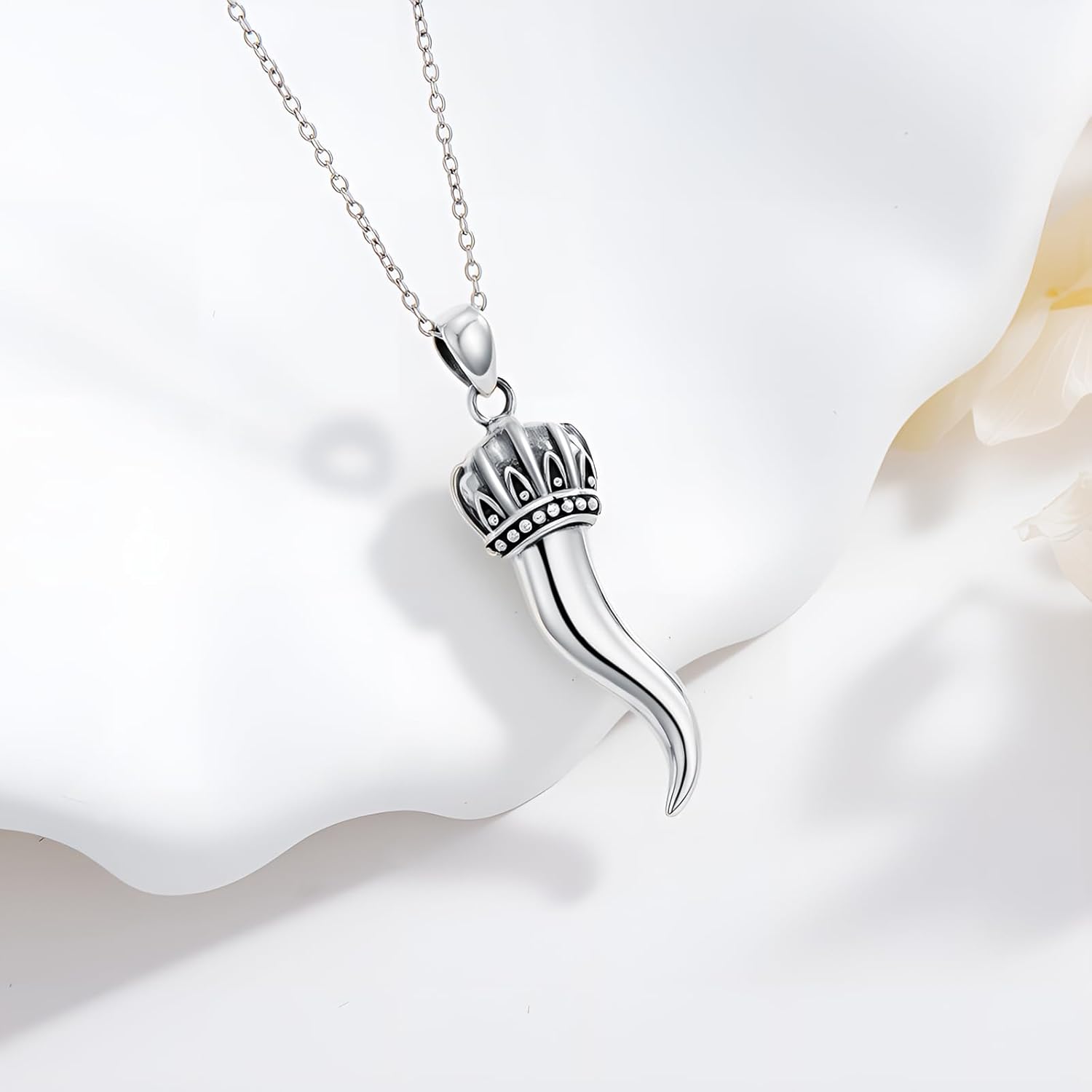 925 Sterling Silver Italian Horn Necklace Gold/Black/Silver Cornicello Pendant Necklace Italy Jewelry Gifts for Men Women - Image 2